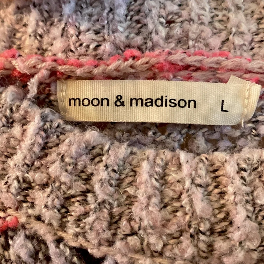 Moon & Madison Artistic Floral Kawaii Cute Purple, Pink, & Orange Sweater - Picture 13 of 14